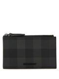Luxury Burberry Check Zip Card Wallet Grey