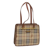 Luxury BurberrySs Nova Check Shoulder Bag PVC Leather Beige Auth 63316