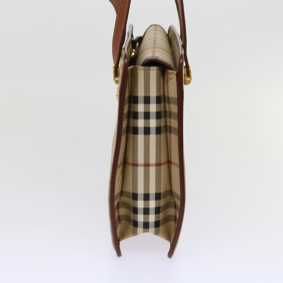 Luxury BurberrySs Nova Check Shoulder Bag PVC Leather Beige Auth 63316