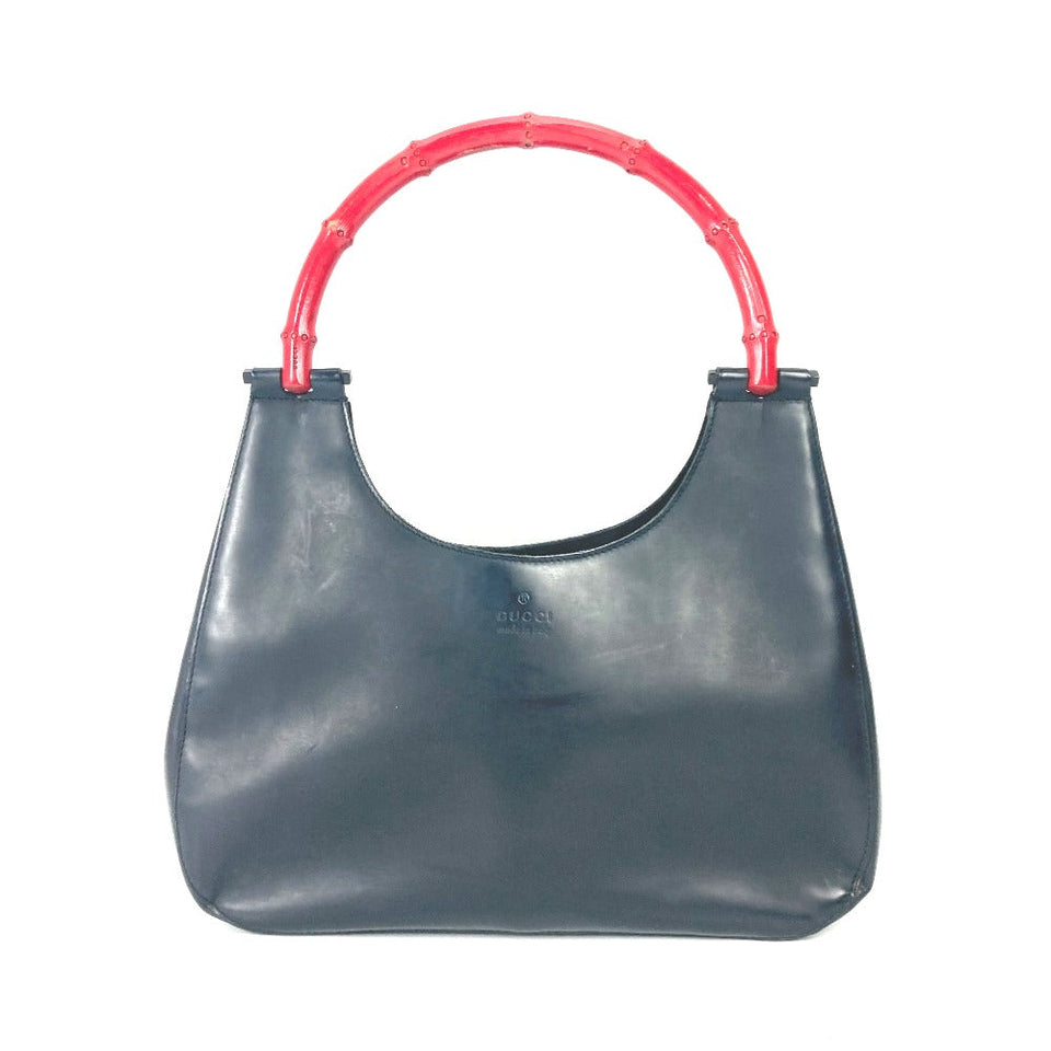 Gucci Handbag 001 3789 leather black vintage Bamboo