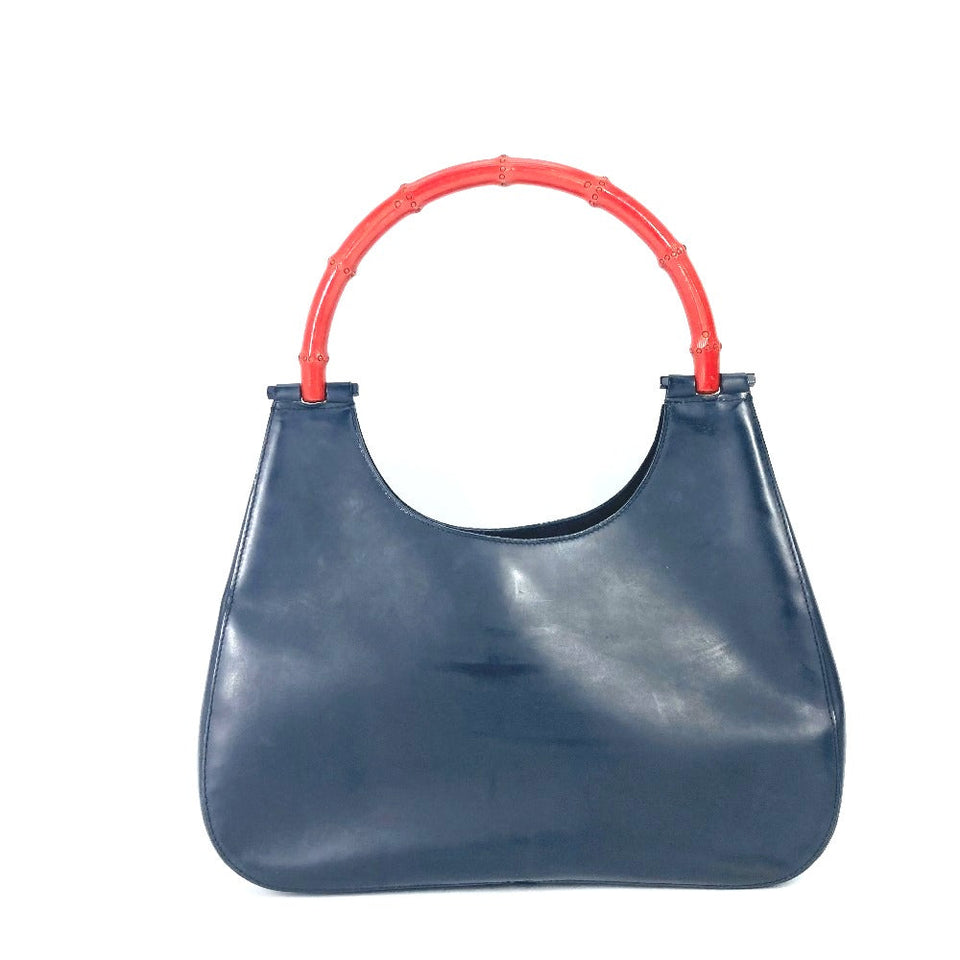 Gucci Handbag 001 3789 leather black vintage Bamboo