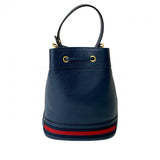 Gucci Shoulder Bag leather Navy GG logo Metal Sherry line Ophidia Small Bucket Women