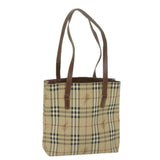 Luxury BurberrySs Nova Check Shoulder Bag PVC Leather Beige Auth 63774