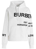 Luxury Burberry Horseferry Print Hooded Top White