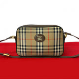 Burberry Shoulder Bag Canvas, Leather Brown Nova Check Pattern Shadow Horse logo Women