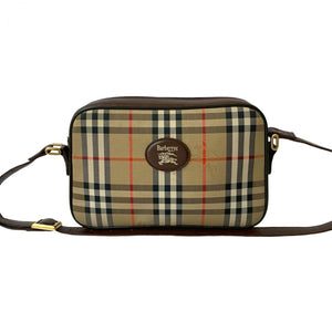 Burberry Shoulder Bag Canvas, Leather Brown Nova Check Pattern Shadow Horse logo Women