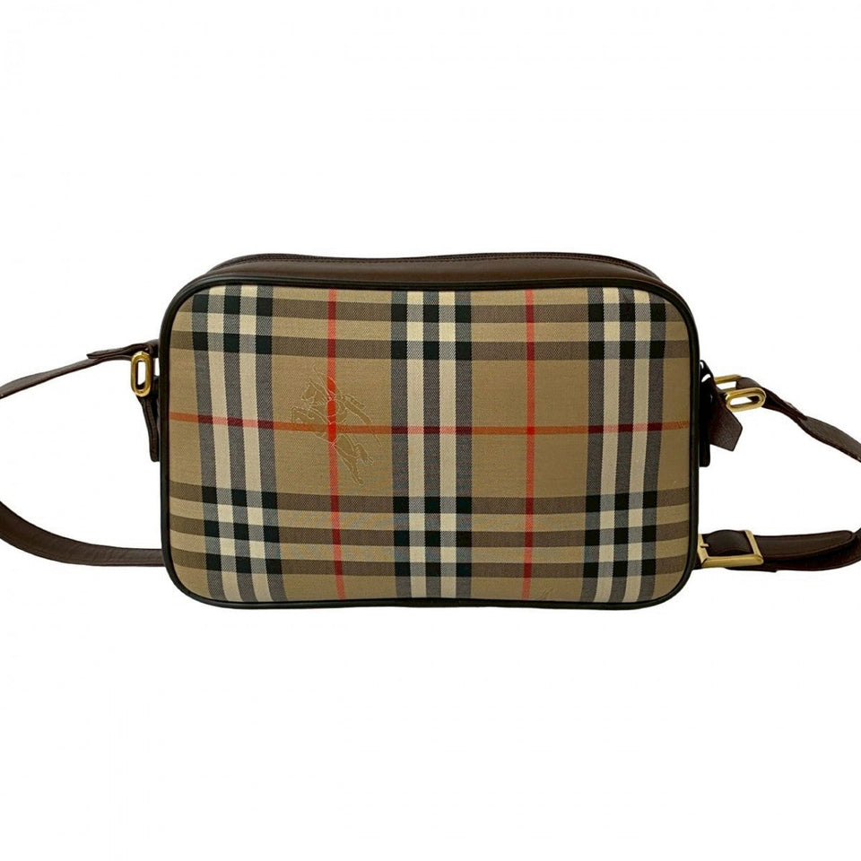 Burberry Shoulder Bag Canvas, Leather Brown Nova Check Pattern Shadow Horse logo Women