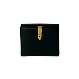 Gucci Bifold Wallet leather black Belt motif Metal Women(Unisex)