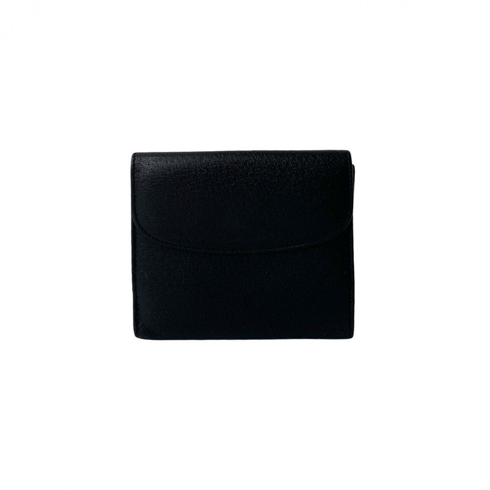 Gucci Bifold Wallet leather black Belt motif Metal Women(Unisex)
