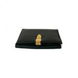 Gucci Bifold Wallet leather black Belt motif Metal Women(Unisex)