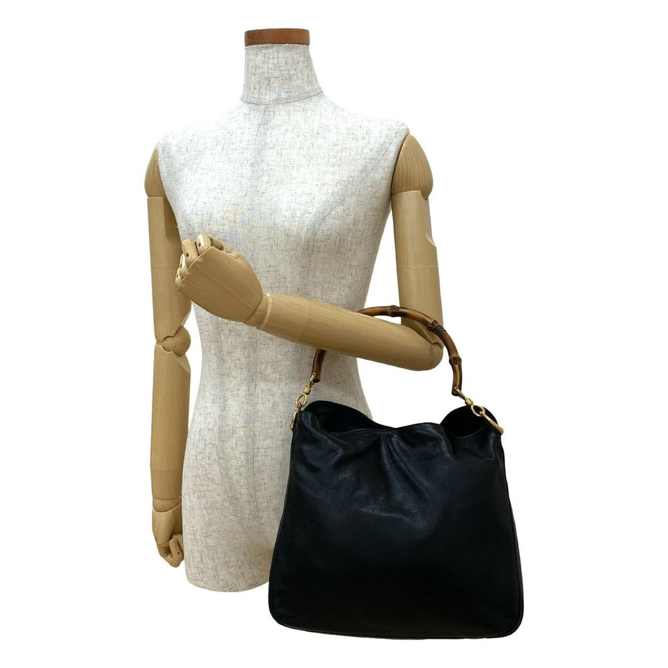 Gucci Handbag leather black Bamboo