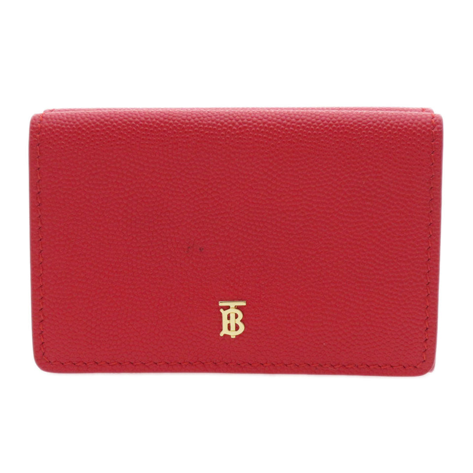 Burberry Bifold Wallet Calfskin Red logoMetal tri-fold Women