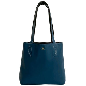 Hermes Tote Bag leather blue Doble Sense 28