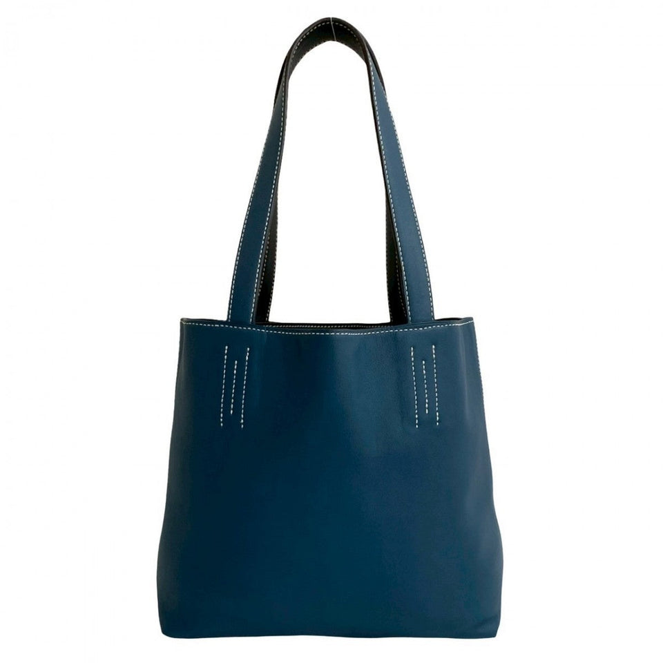 Hermes Tote Bag leather blue Doble Sense 28