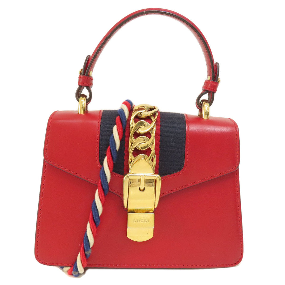 Gucci Handbag 4720270 Calfskin Red Sylvie 2WAY