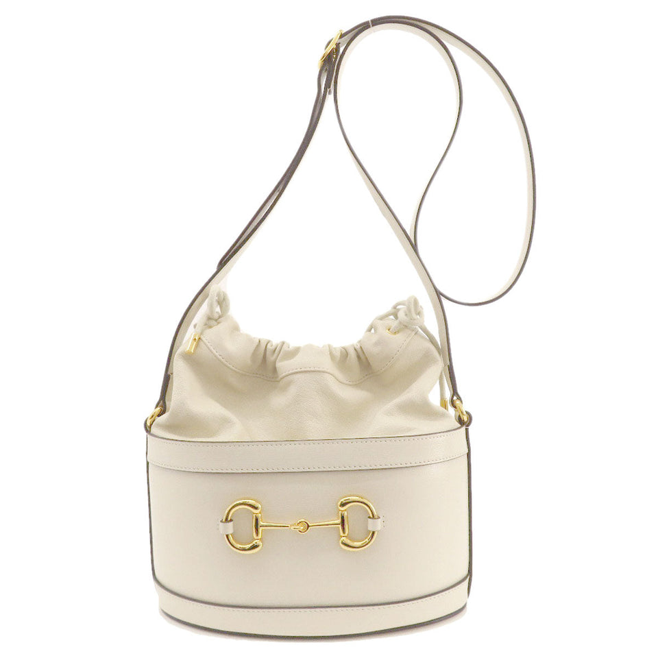 Gucci Tote Bag 602118 leather white Horsebit Bucket Bag