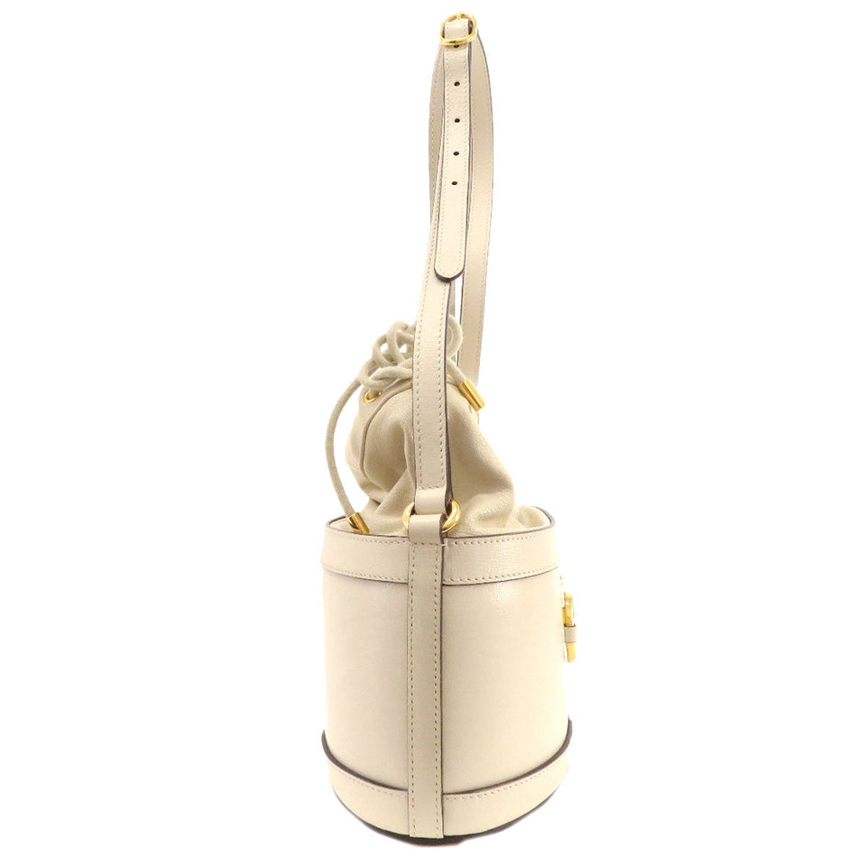 Gucci Tote Bag 602118 leather white Horsebit Bucket Bag
