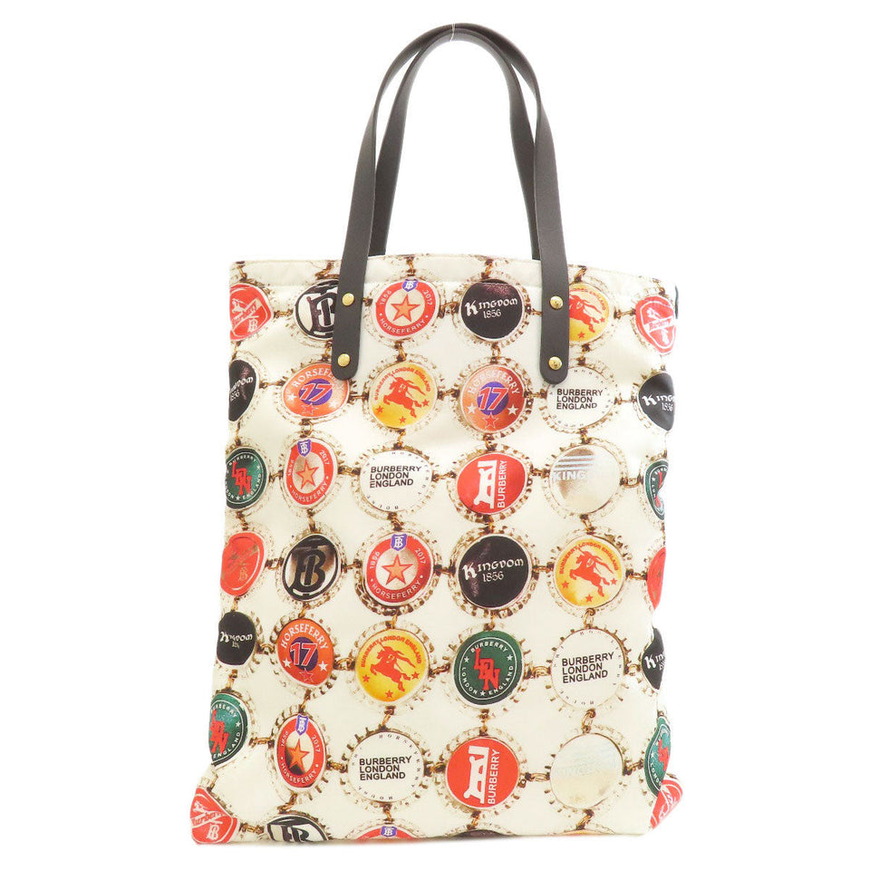 Burberry Tote Bag Nylon white Bottle Cap Print