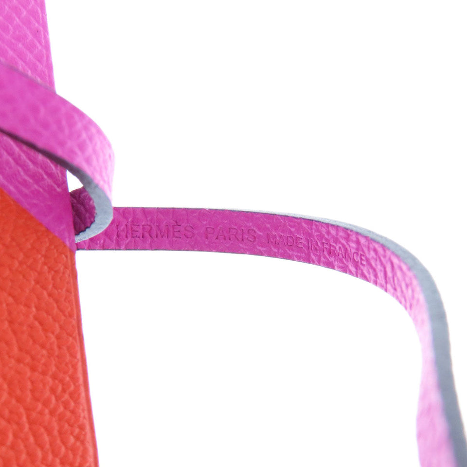 Hermes key ring Epsom, Leather pink Bag Charm Retorokare Women