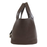 Hermes Handbag Taurillon Clemence Brown Picotin Lock PM SilverMetal
