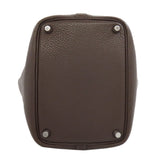Hermes Handbag Taurillon Clemence Brown Picotin Lock PM SilverMetal