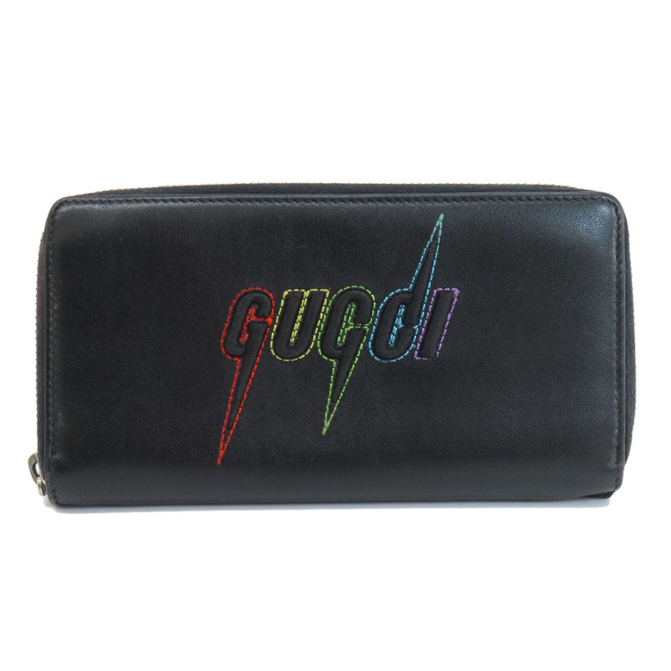 Gucci Long Wallet Purse 597677 leather black Embryoidery