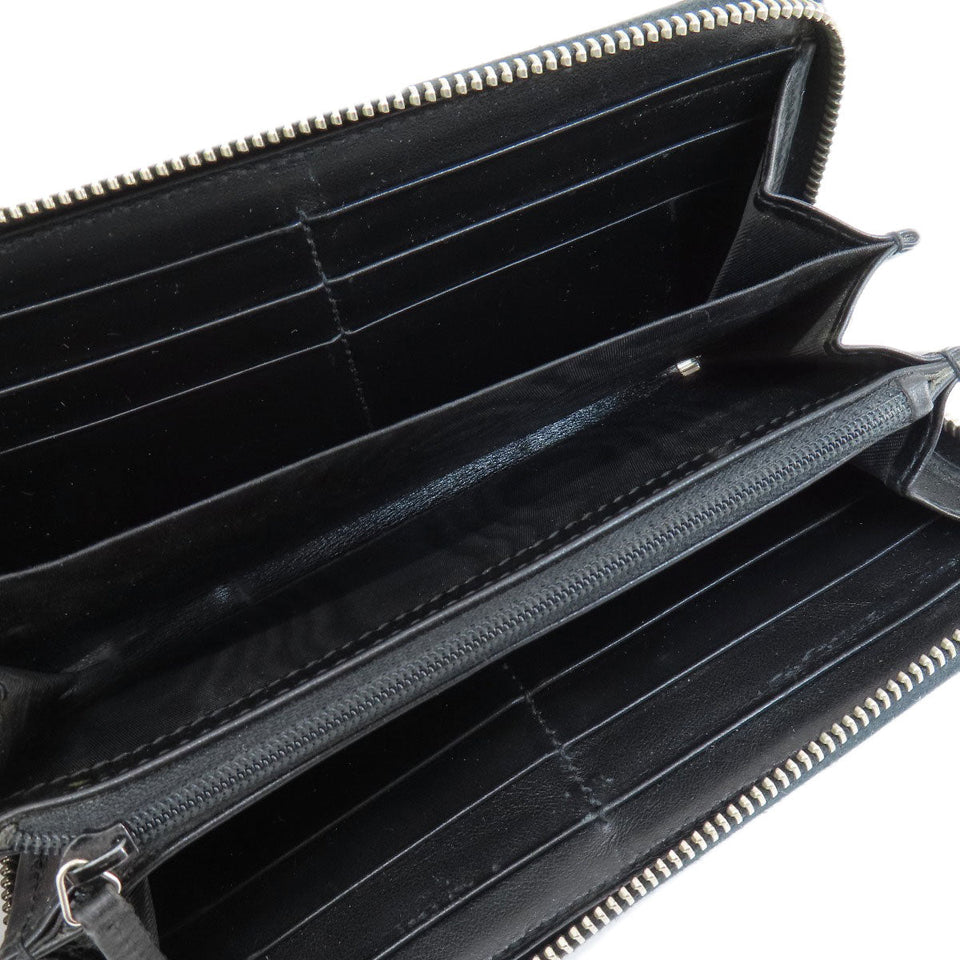 Gucci Long Wallet Purse 597677 leather black Embryoidery