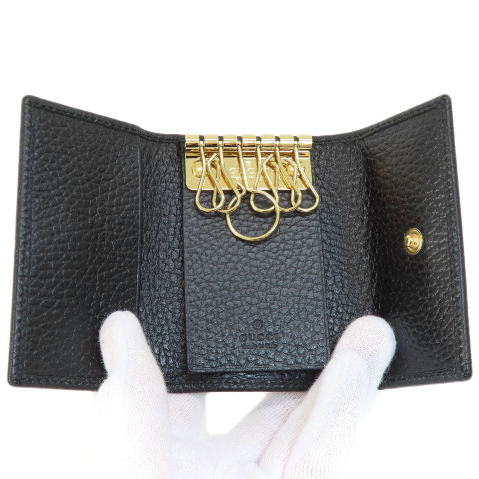 Gucci Key case Key holder  456118 leather black GG Marmont Women