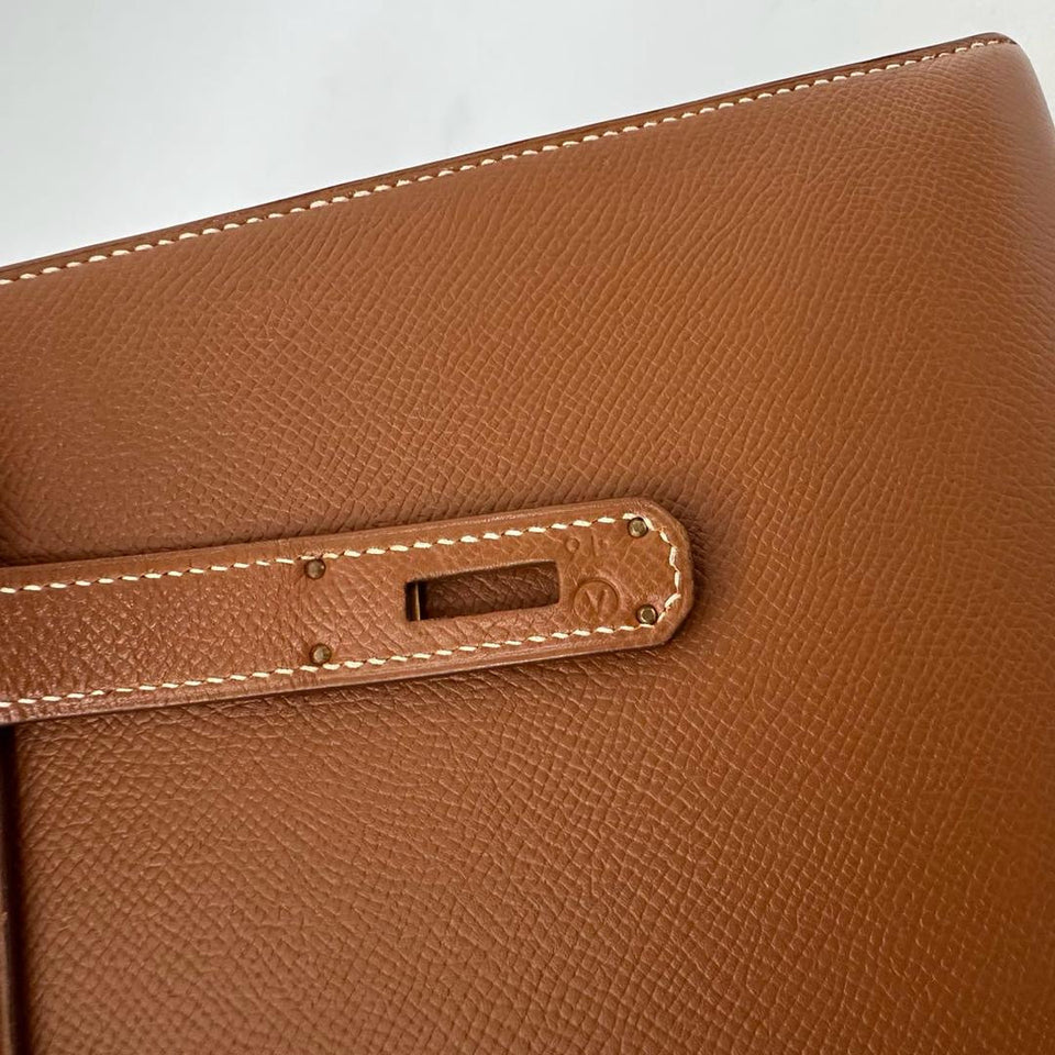 Hermes Vintage Kelly Sellier 32 Gold Leather V Cricle 1992