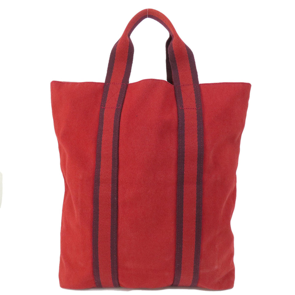 Hermes Handbag canvas Red Fool Toe Kabas Women
