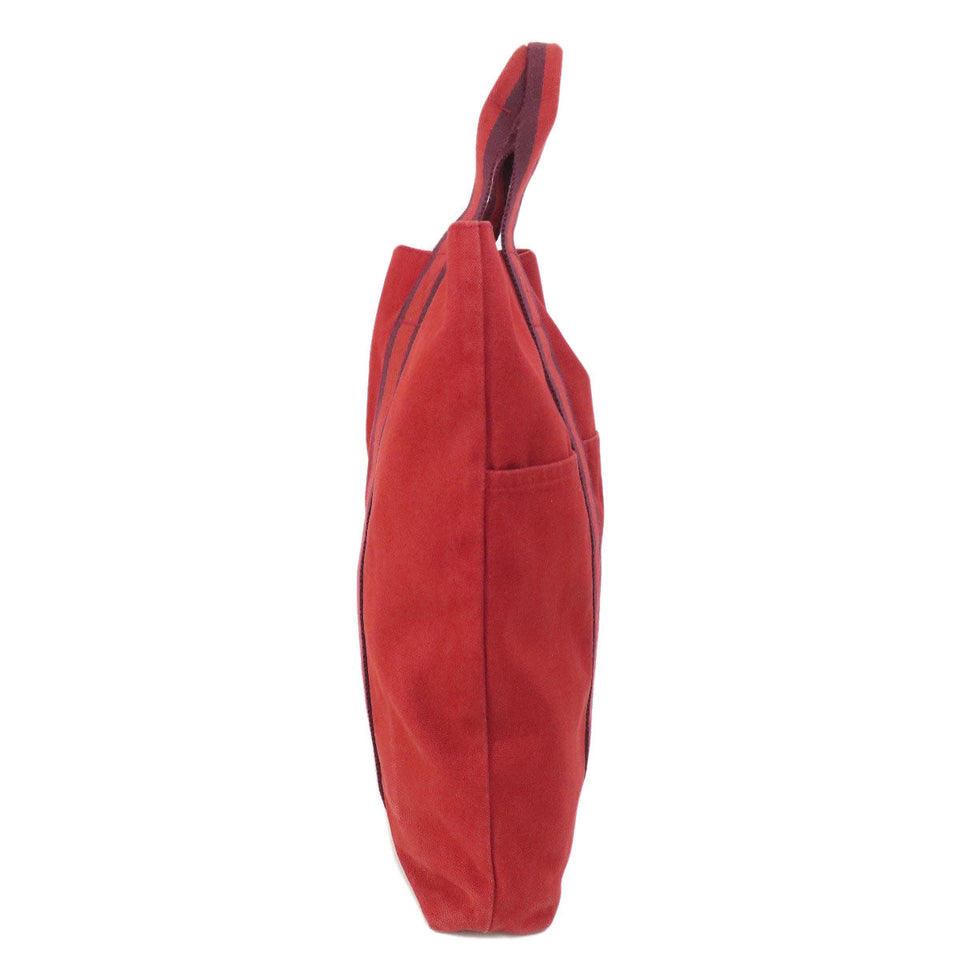 Hermes Handbag canvas Red Fool Toe Kabas Women