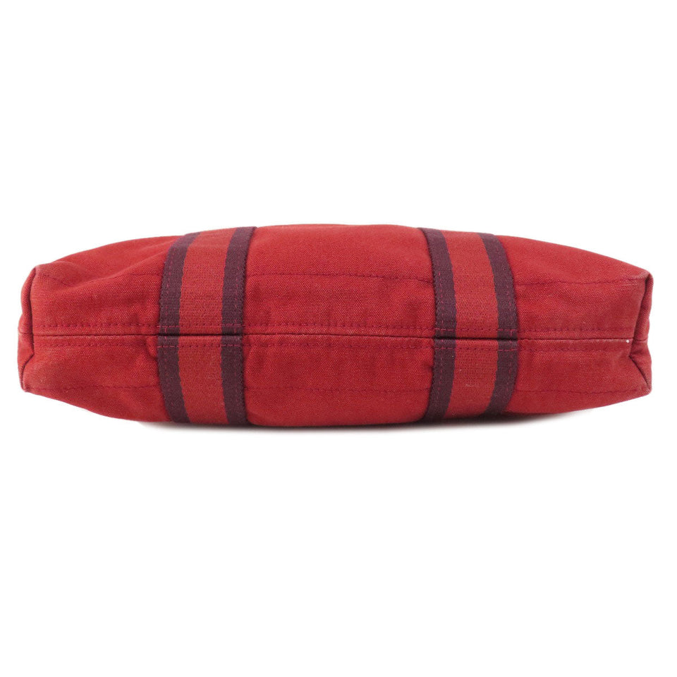 Hermes Handbag canvas Red Fool Toe Kabas Women
