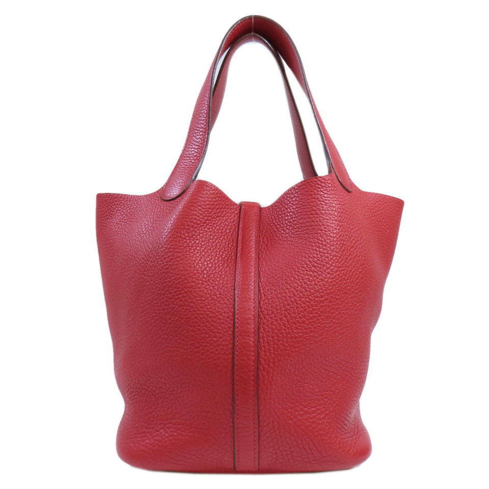 Hermes Handbag Taurillon Clemence Red Picotin Lock MM SilverMetal