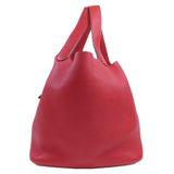 Hermes Handbag Taurillon Clemence Red Picotin Lock MM SilverMetal