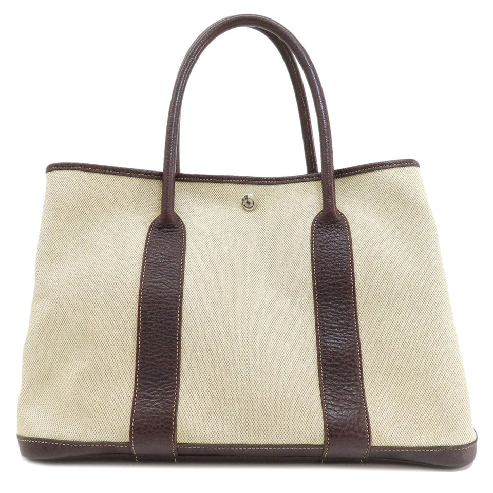 Hermes Tote Bag Tower ash beige Garden Party PM Maroon SilverMetal Women