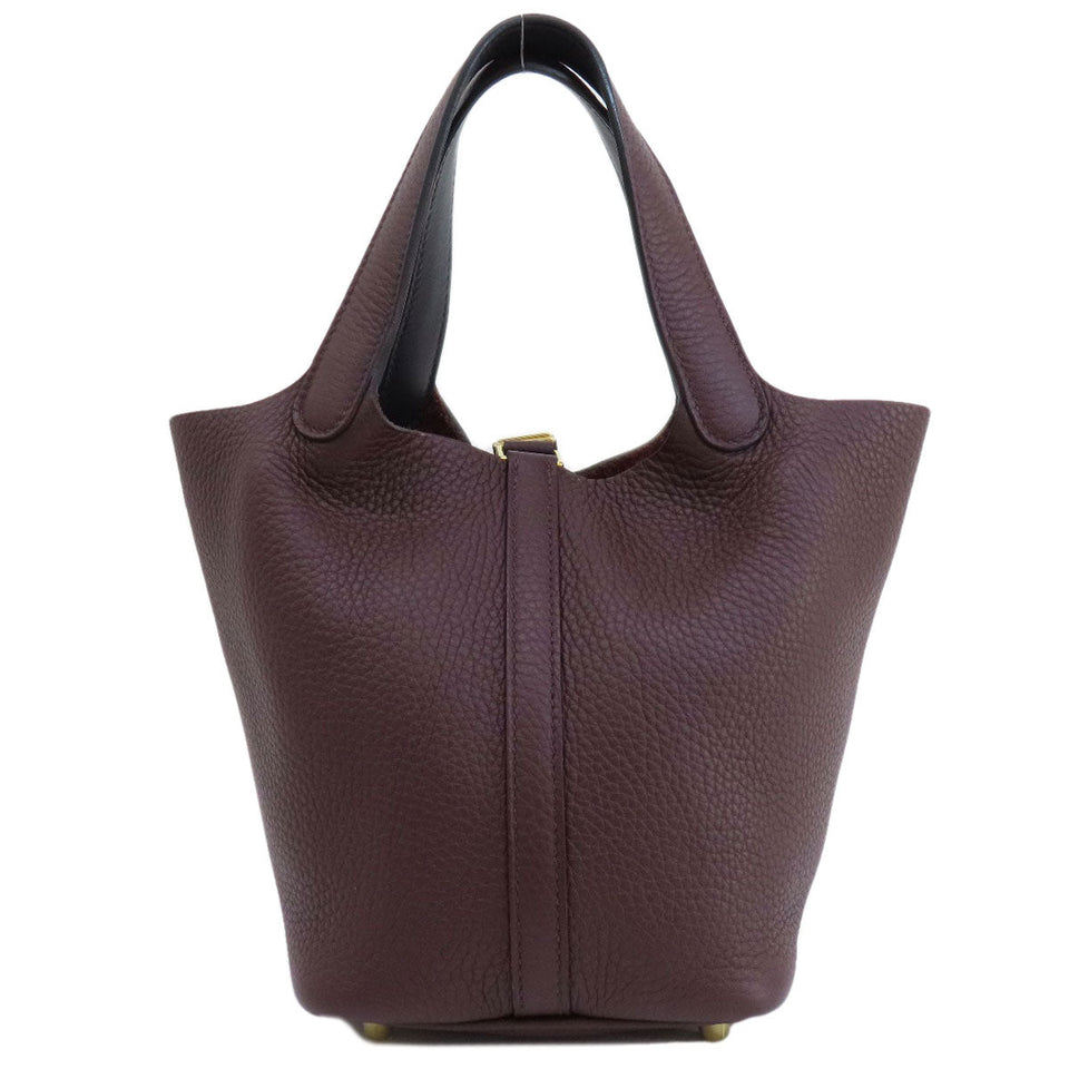 Hermes Handbag Taurillon Clemence Red Picotin Lock PM Gold Metal