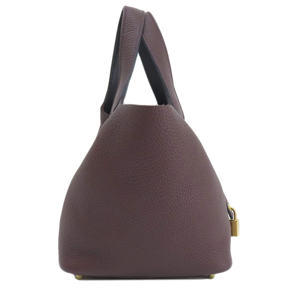 Hermes Handbag Taurillon Clemence Red Picotin Lock PM Gold Metal