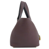 Hermes Handbag Taurillon Clemence Red Picotin Lock PM Gold Metal