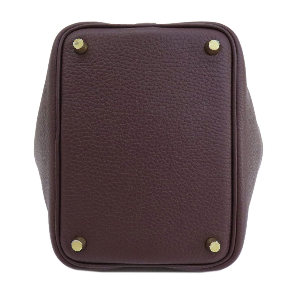Hermes Handbag Taurillon Clemence Red Picotin Lock PM Gold Metal