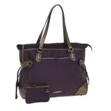 Luxury Burberry Tote Bag Nylon Purple Auth 65716