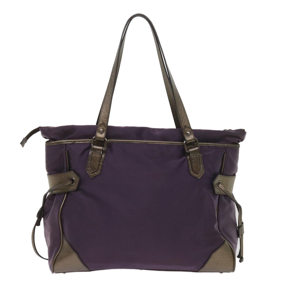 Luxury Burberry Tote Bag Nylon Purple Auth 65716