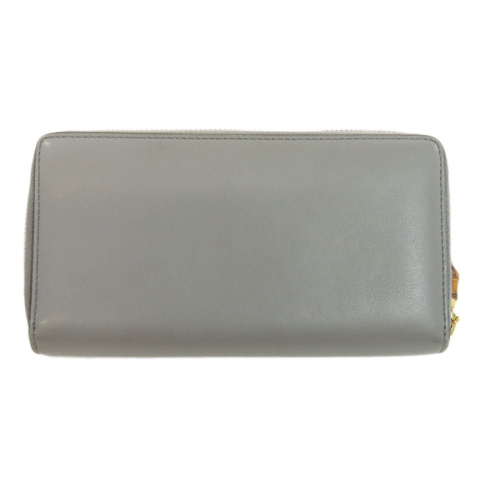 Gucci Long Wallet Purse 453158 leather gray Bamboo Women