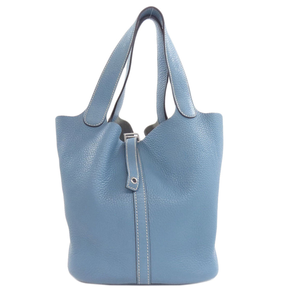 Hermes Handbag Taurillon Clemence blue Picotin Lock MM SilverMetal Women