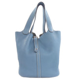 Hermes Handbag Taurillon Clemence blue Picotin Lock MM SilverMetal Women