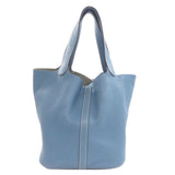 Hermes Handbag Taurillon Clemence blue Picotin Lock MM SilverMetal Women
