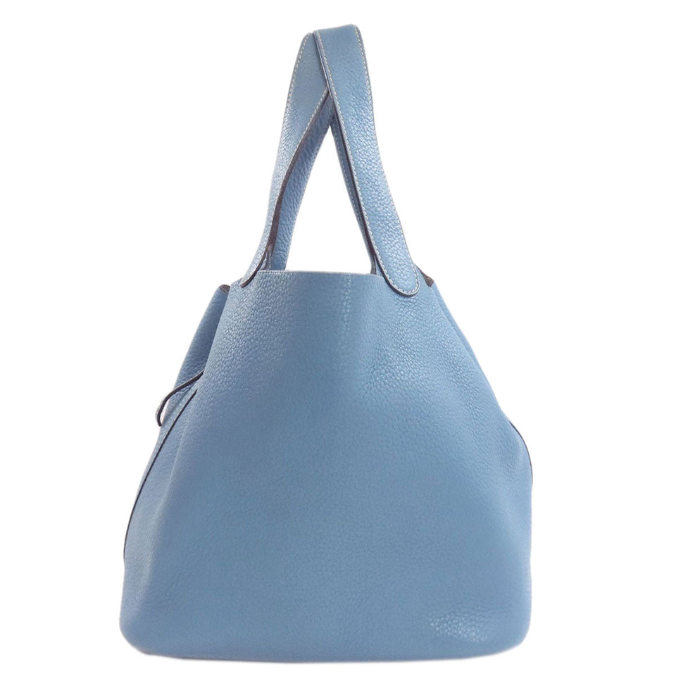 Hermes Handbag Taurillon Clemence blue Picotin Lock MM SilverMetal Women