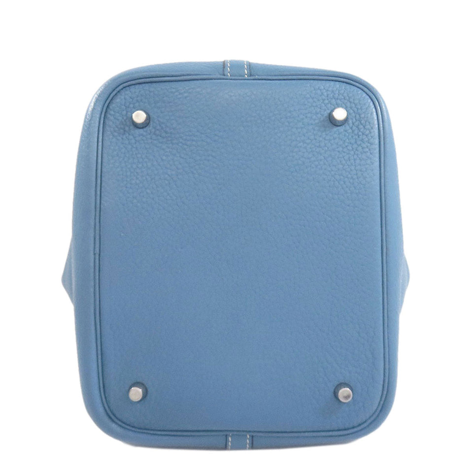 Hermes Handbag Taurillon Clemence blue Picotin Lock MM SilverMetal Women