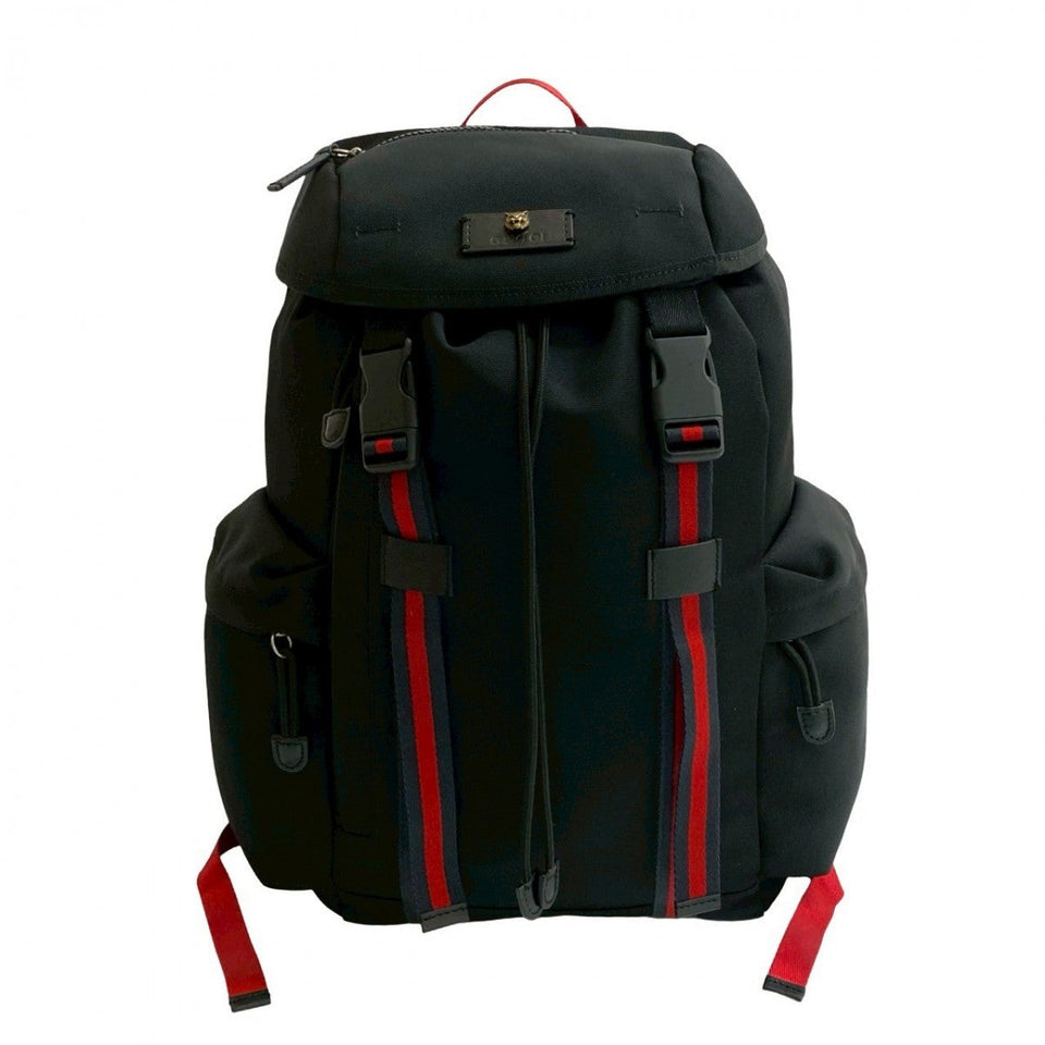 Gucci Backpack leather black Sherry line Taiga head