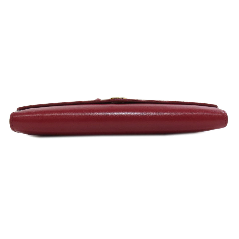 Burberry Long Wallet Purse leather Red Shoulder wallet
