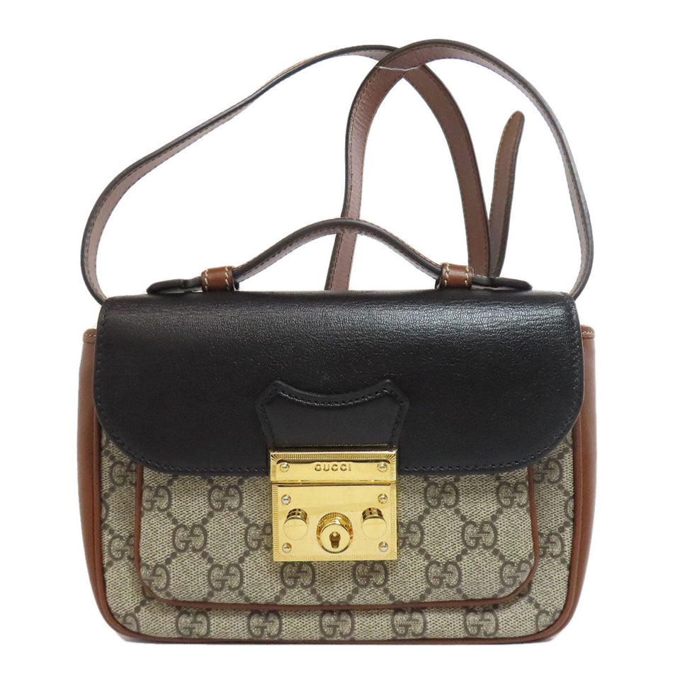 Gucci Shoulder Bag 658487 PVC Brown GG Supreme 2WAY Women